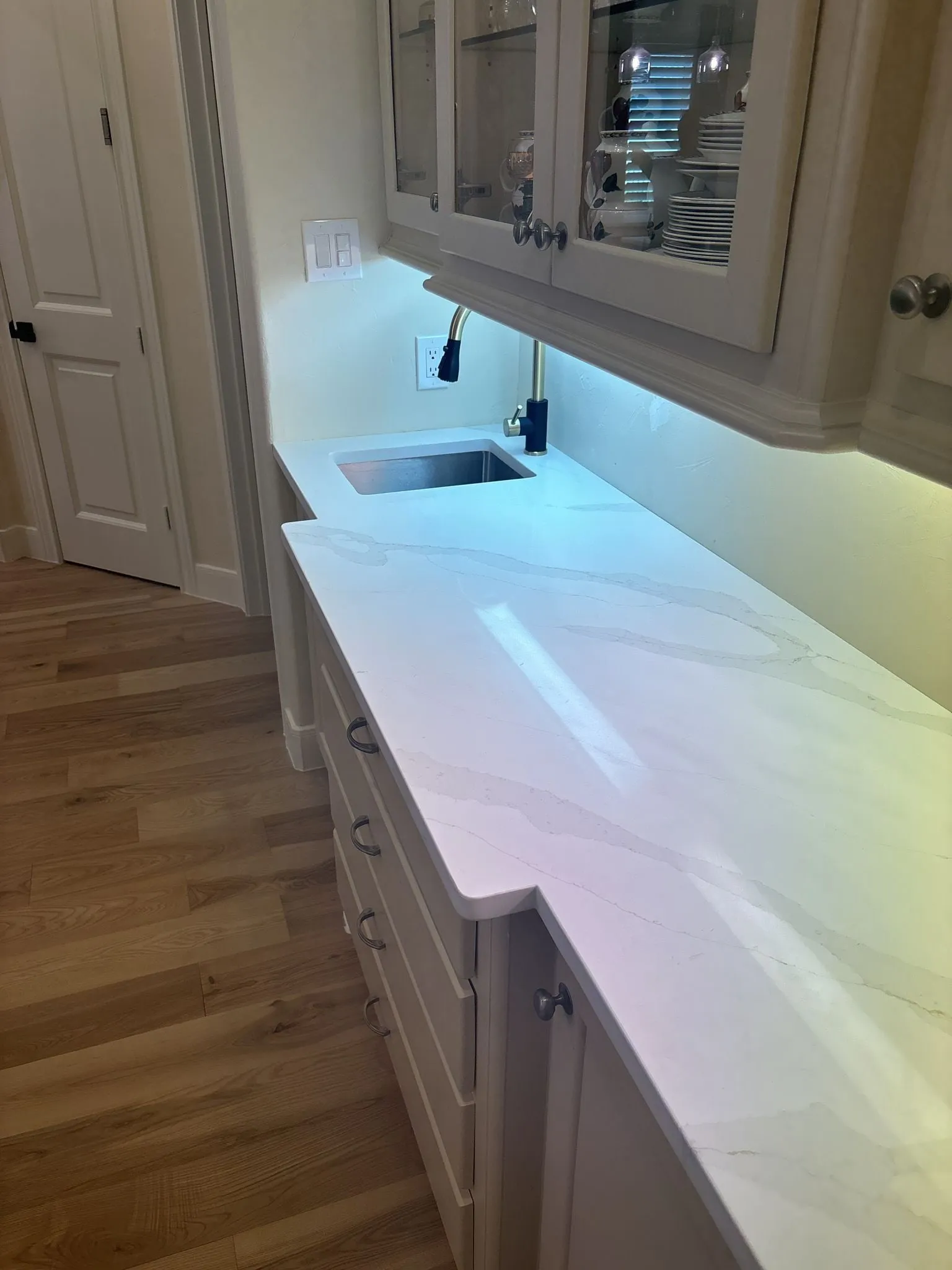 Quartz counter run installed during a whole home renovation in The Woodlands, TX